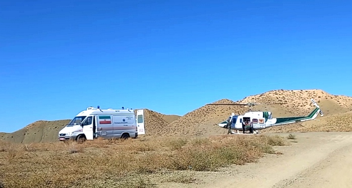 انتقال بیمار با اورژانس هوایی از شهرستان راز و جرگلان به مرکز استان ,